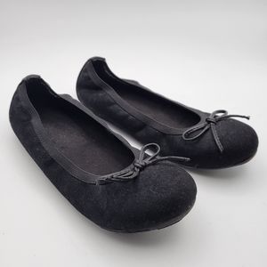 Stuart Weitzman Fannie Faux Leather Bow Toe Ballet Flats